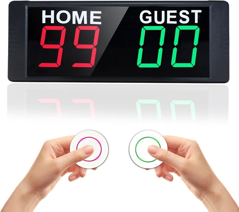 YZ Portable Electronic Scoreboard with 2 Button Control, Digital Scoreboard with Remote, Digital Cornhole Score Keeper, 12/24H Clock/Countdown Timer/Buzzer, Indoor&Outdoor Games - Image 1